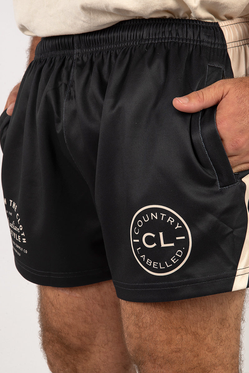 Footy Shorts Black & Tan