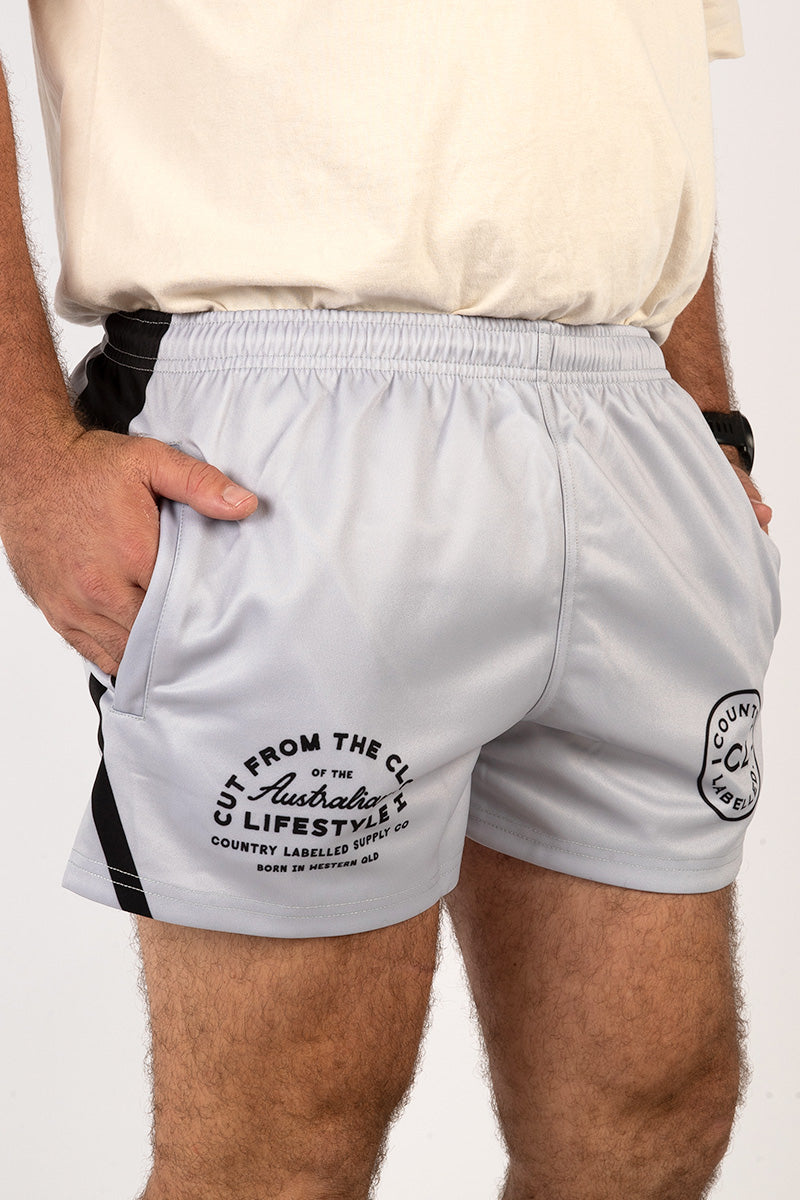 Footy Shorts Concrete Grey & Black