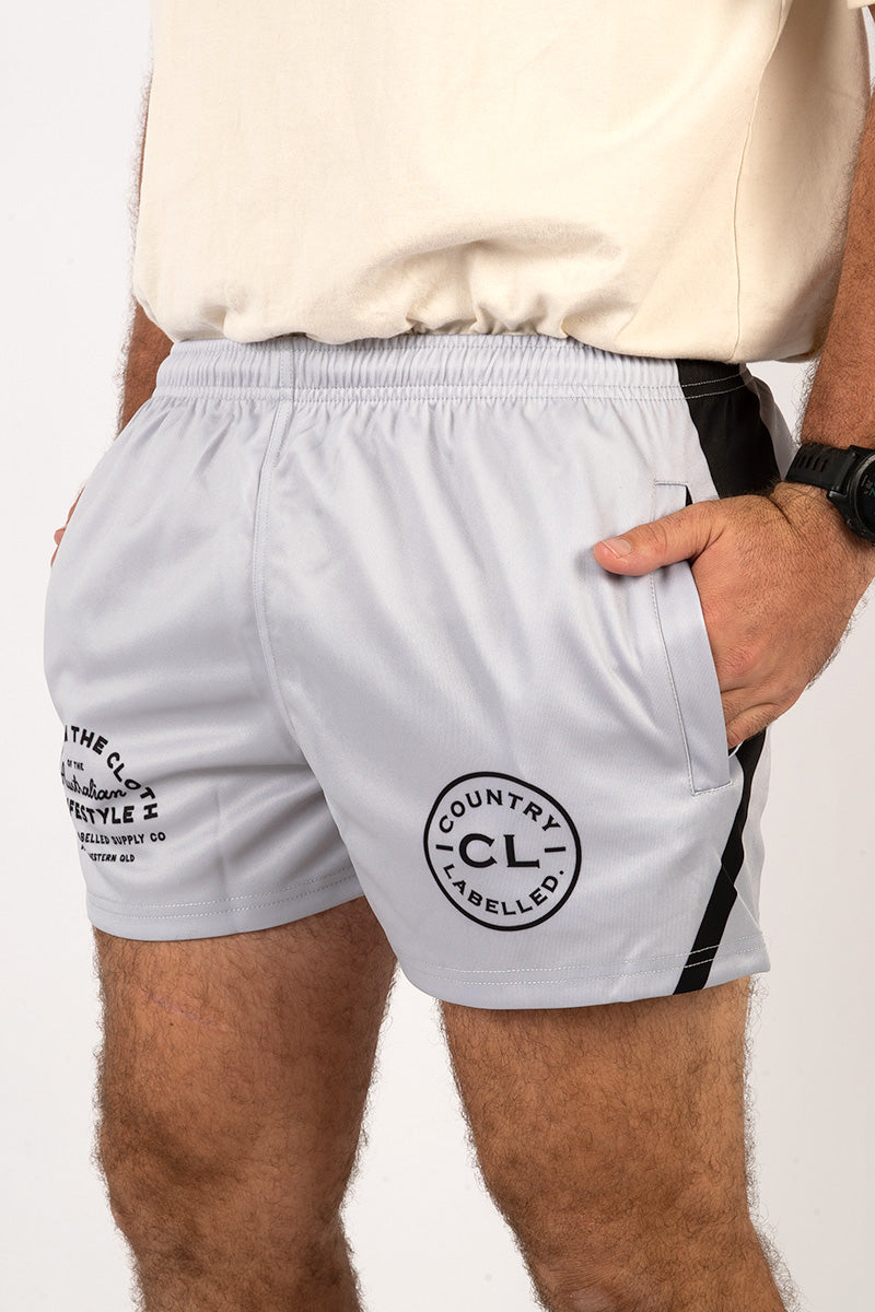 Footy Shorts Concrete Grey & Black