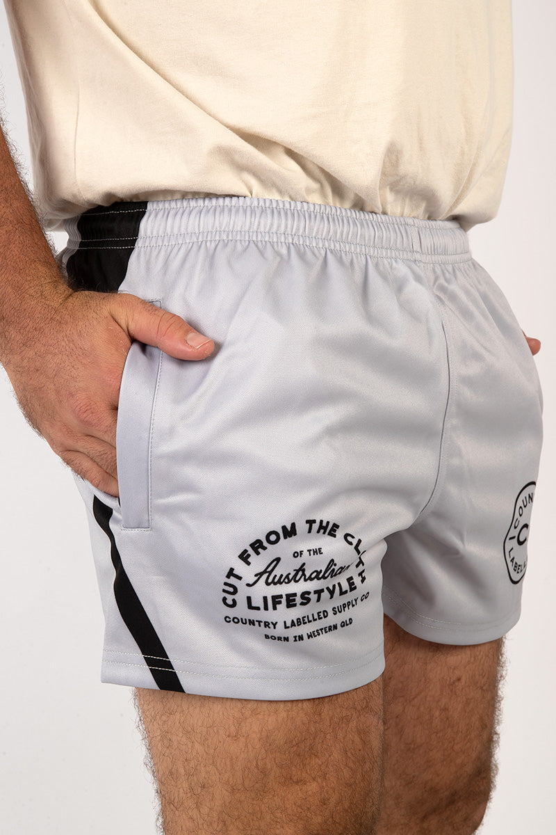 Footy Shorts Concrete Grey & Black