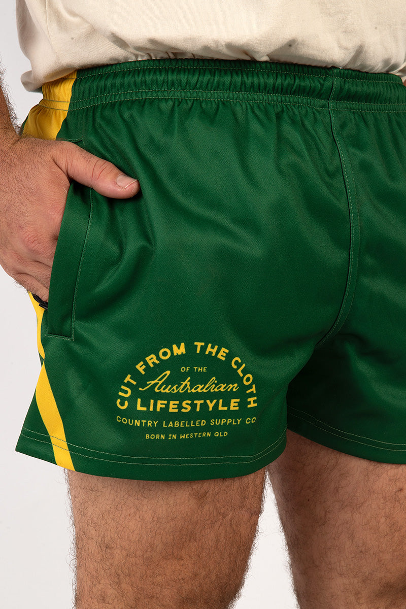 Footy Shorts Green & Gold