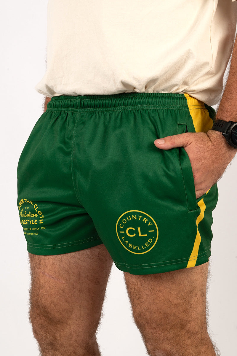 Footy Shorts Green & Gold