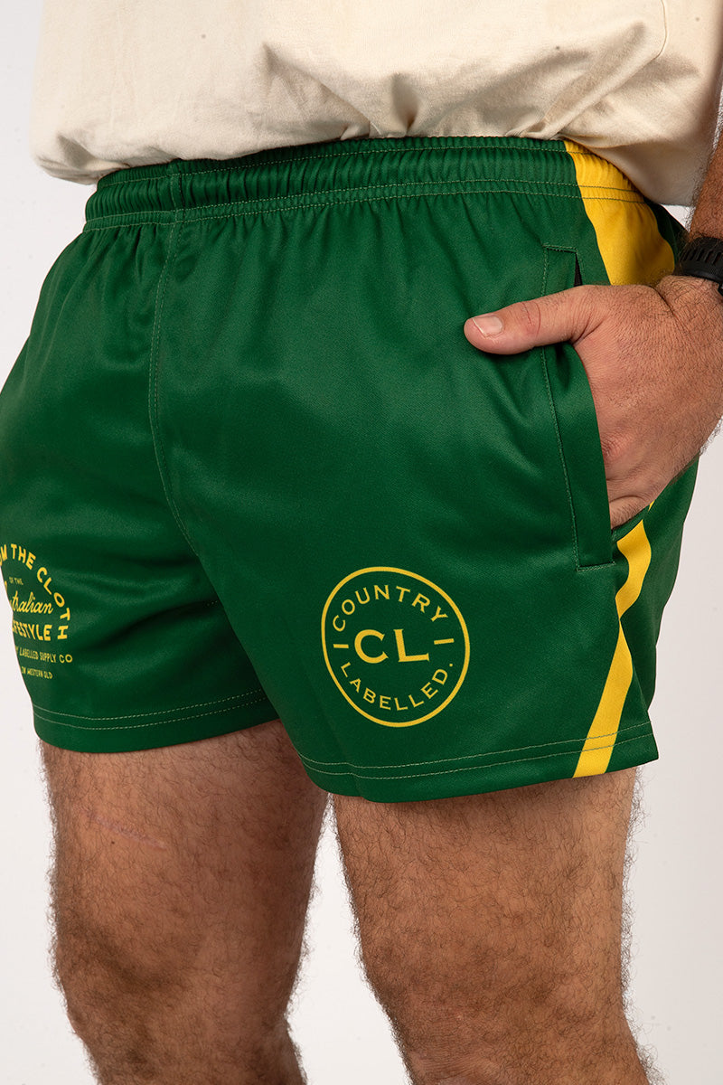 Footy Shorts Green & Gold