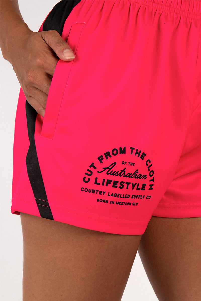 Footy Shorts Hot Pink & Black