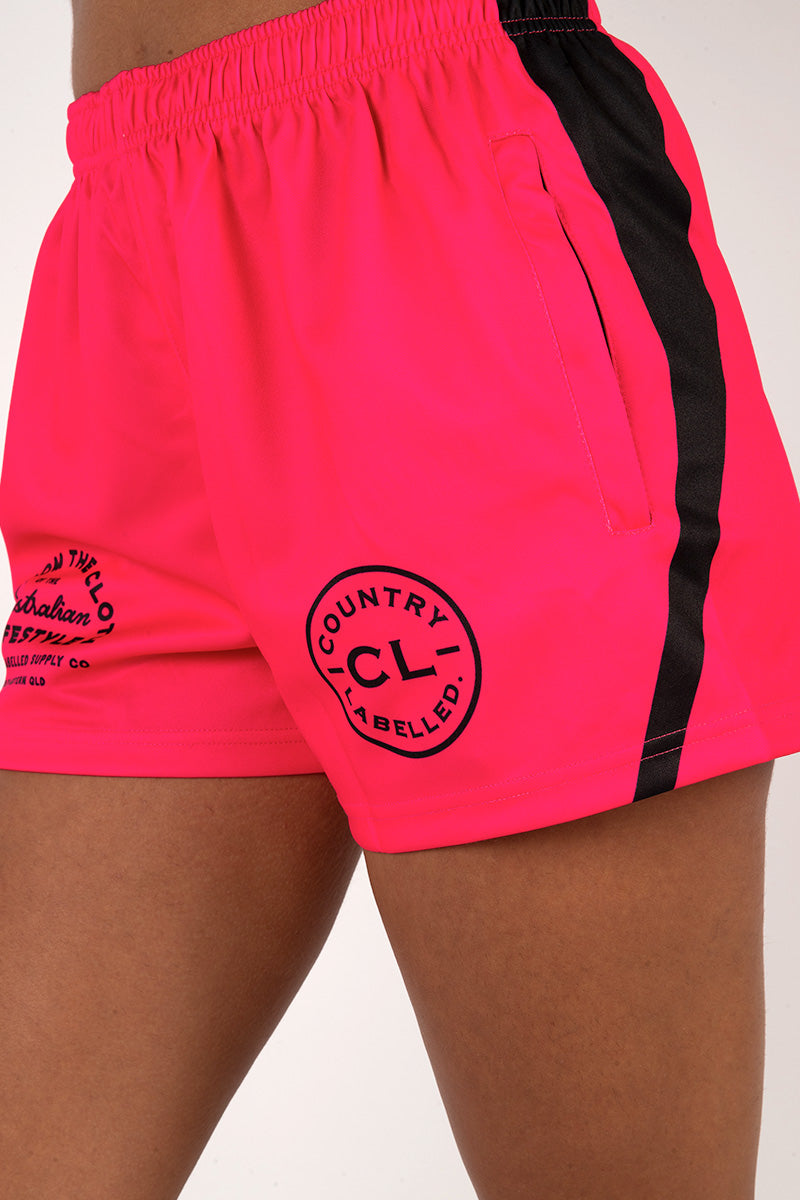 Footy Shorts Hot Pink & Black