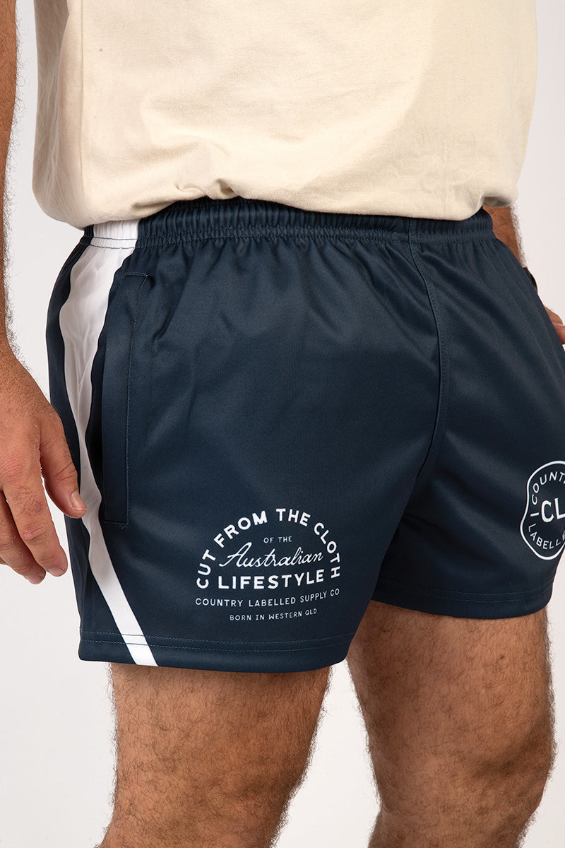 Footy Shorts Navy & White