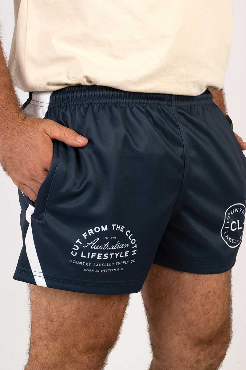 Footy Shorts Navy & White