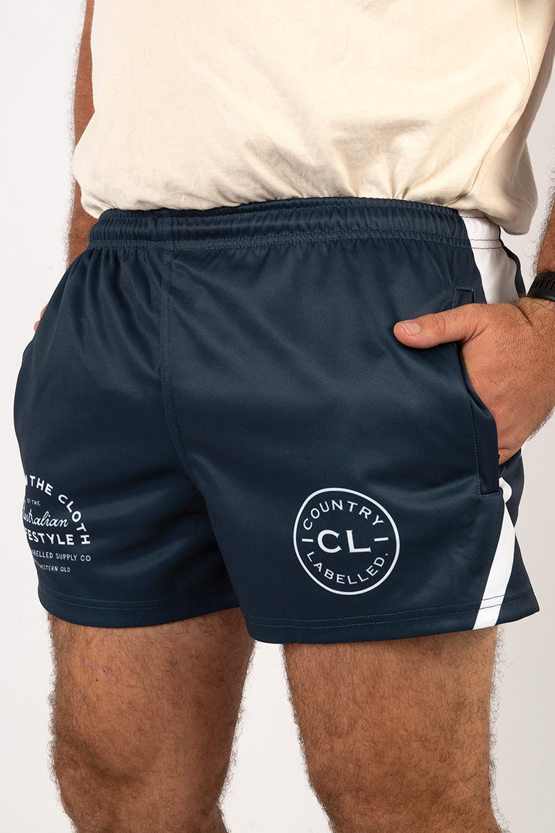 Footy Shorts Navy & White