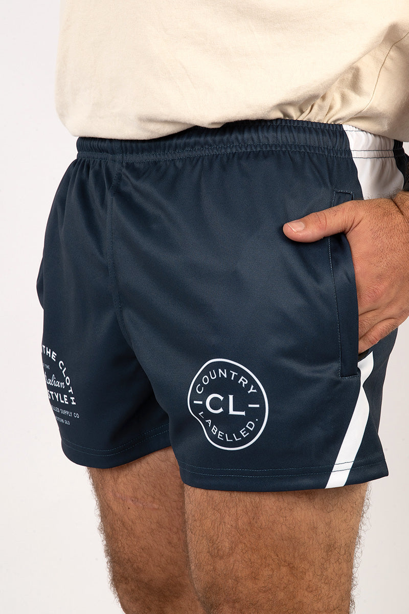 Footy Shorts Navy & White