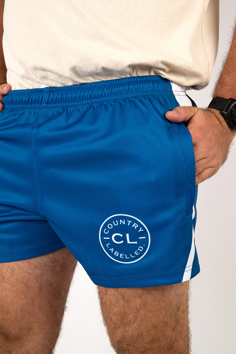 Footy Shorts Royal Blue & White