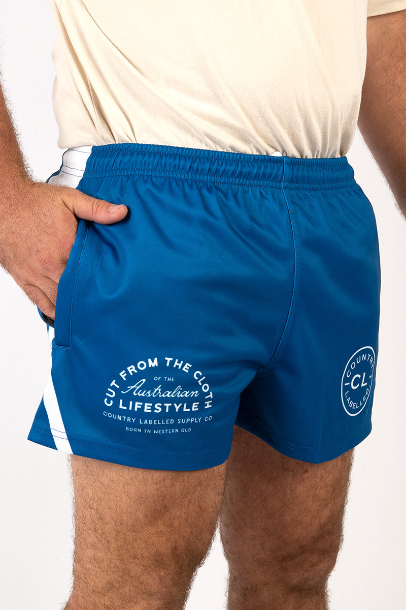 Footy Shorts Royal Blue & White