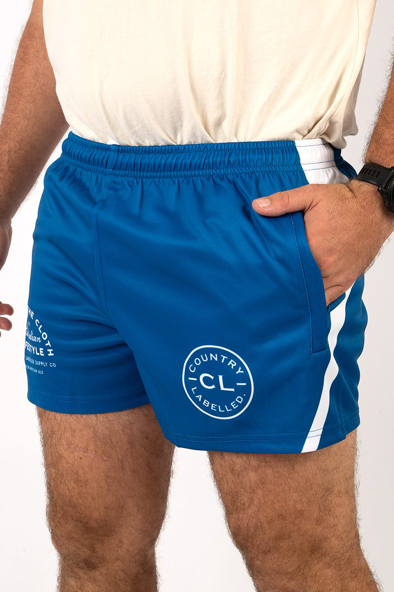 Footy Shorts Royal Blue & White