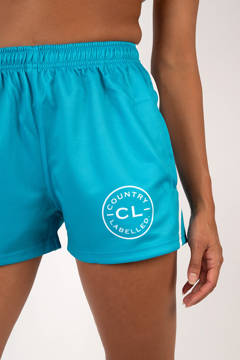 Footy Shorts Teal & White