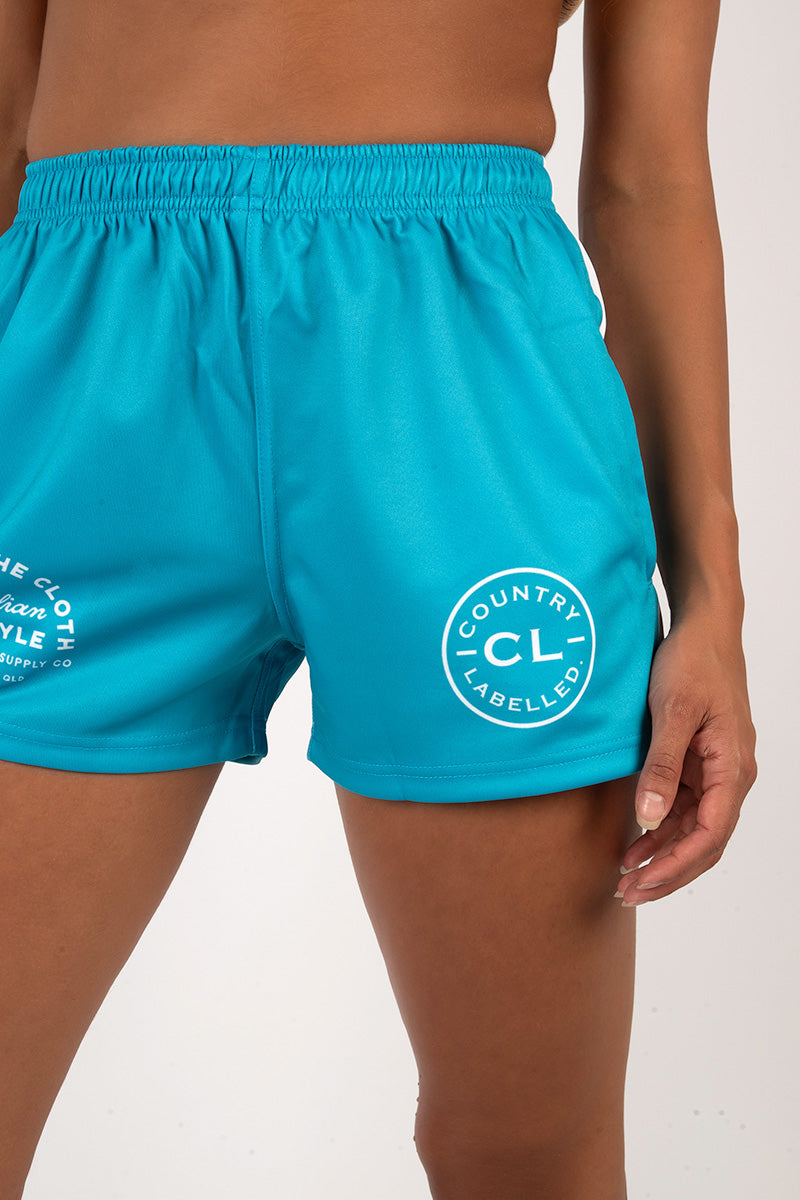 Footy Shorts Teal & White