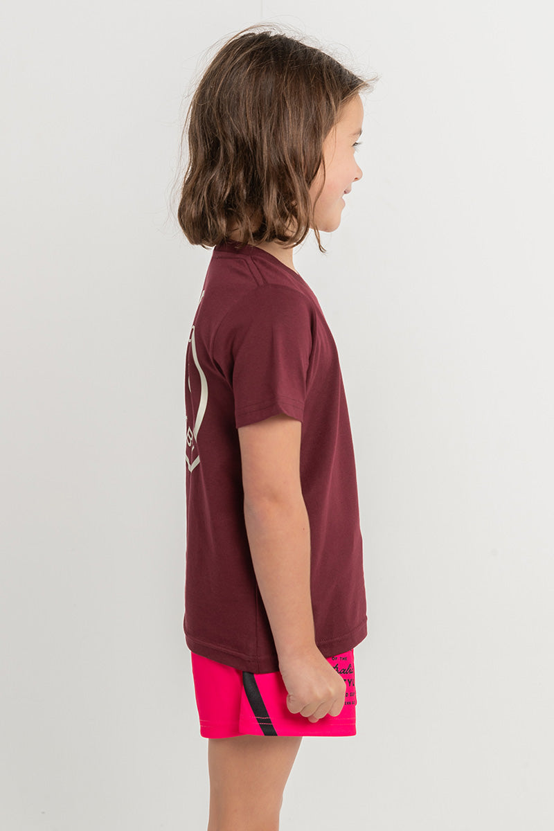 Kids Classic Signature CL T Shirt - Burgundy - White Logo