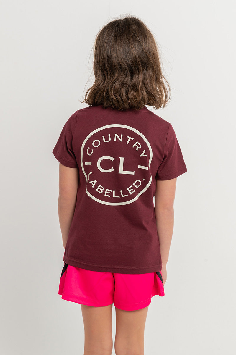 Kids Classic Signature CL T Shirt - Burgundy - White Logo