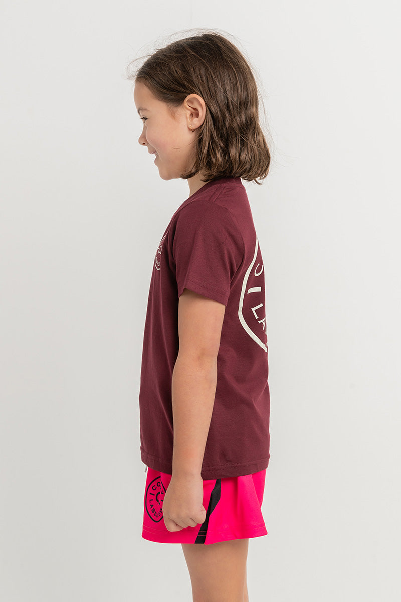 Kids Classic Signature CL T Shirt - Burgundy - White Logo