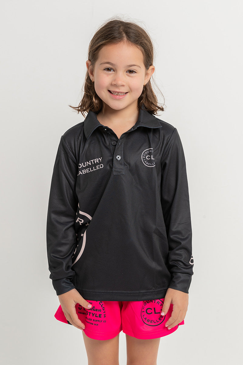 Kids Signature Fishing Shirt - Black & Tan