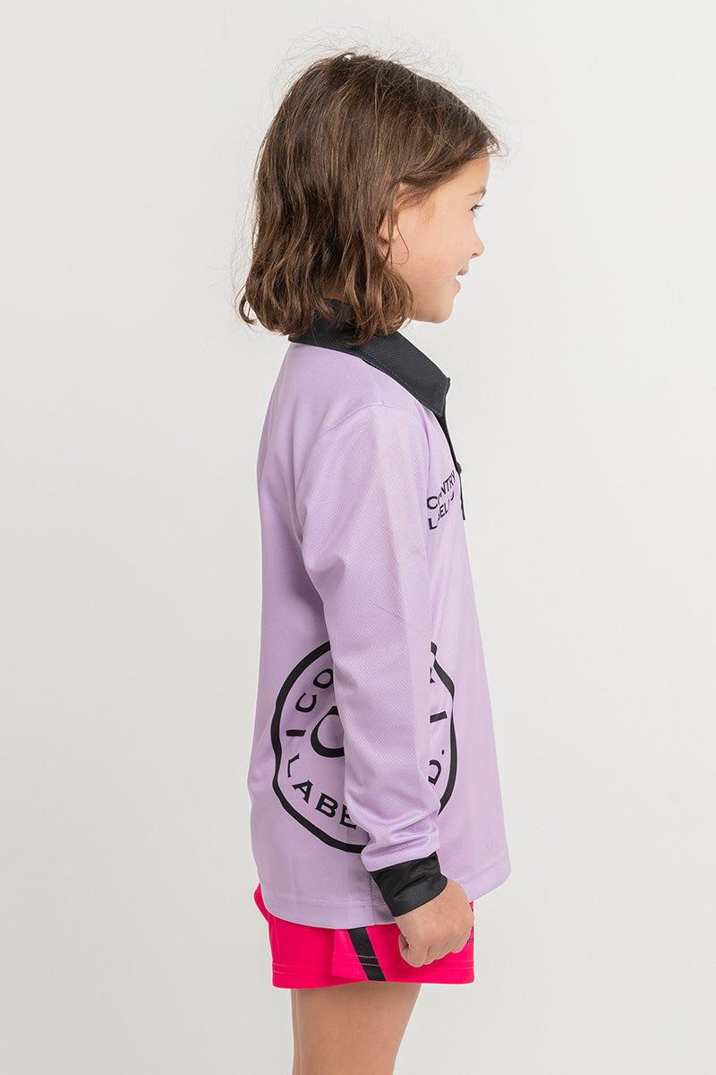 Kids Signature Fishing Shirt - Lilac & Black