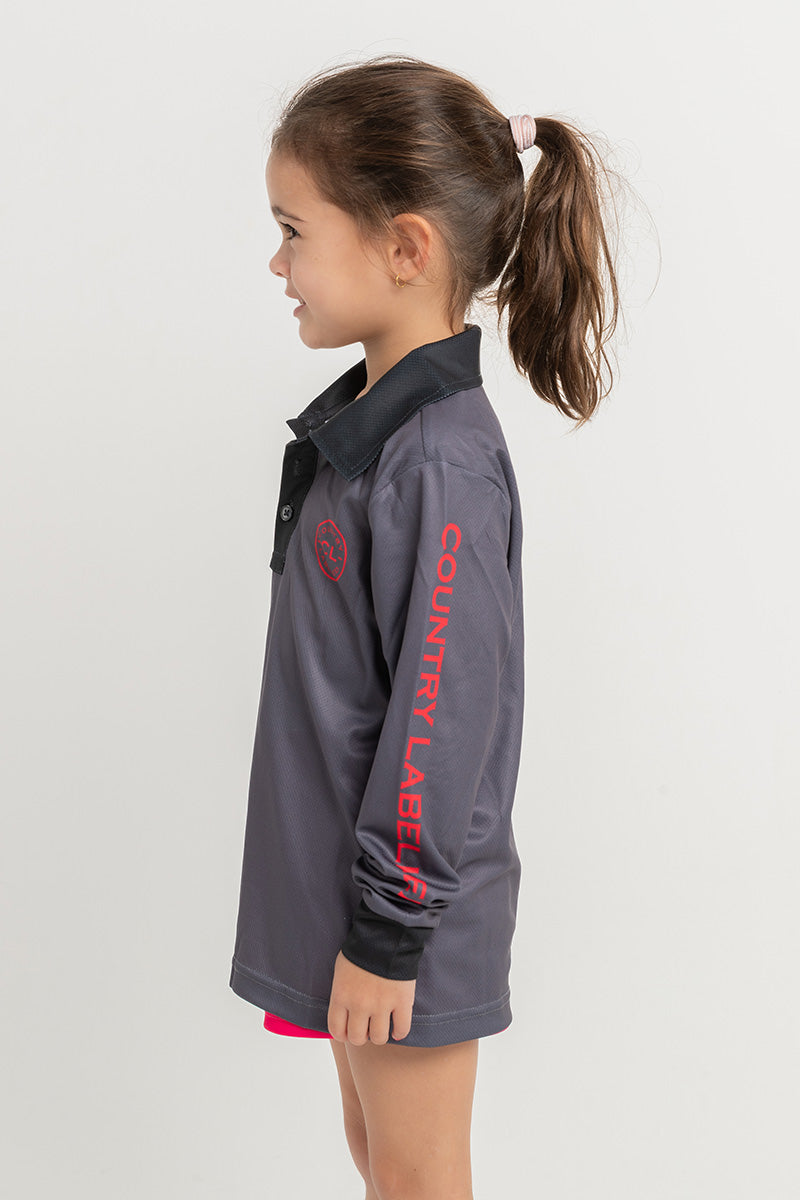 Kids Signature Fishing Shirt - Storm Grey & Red