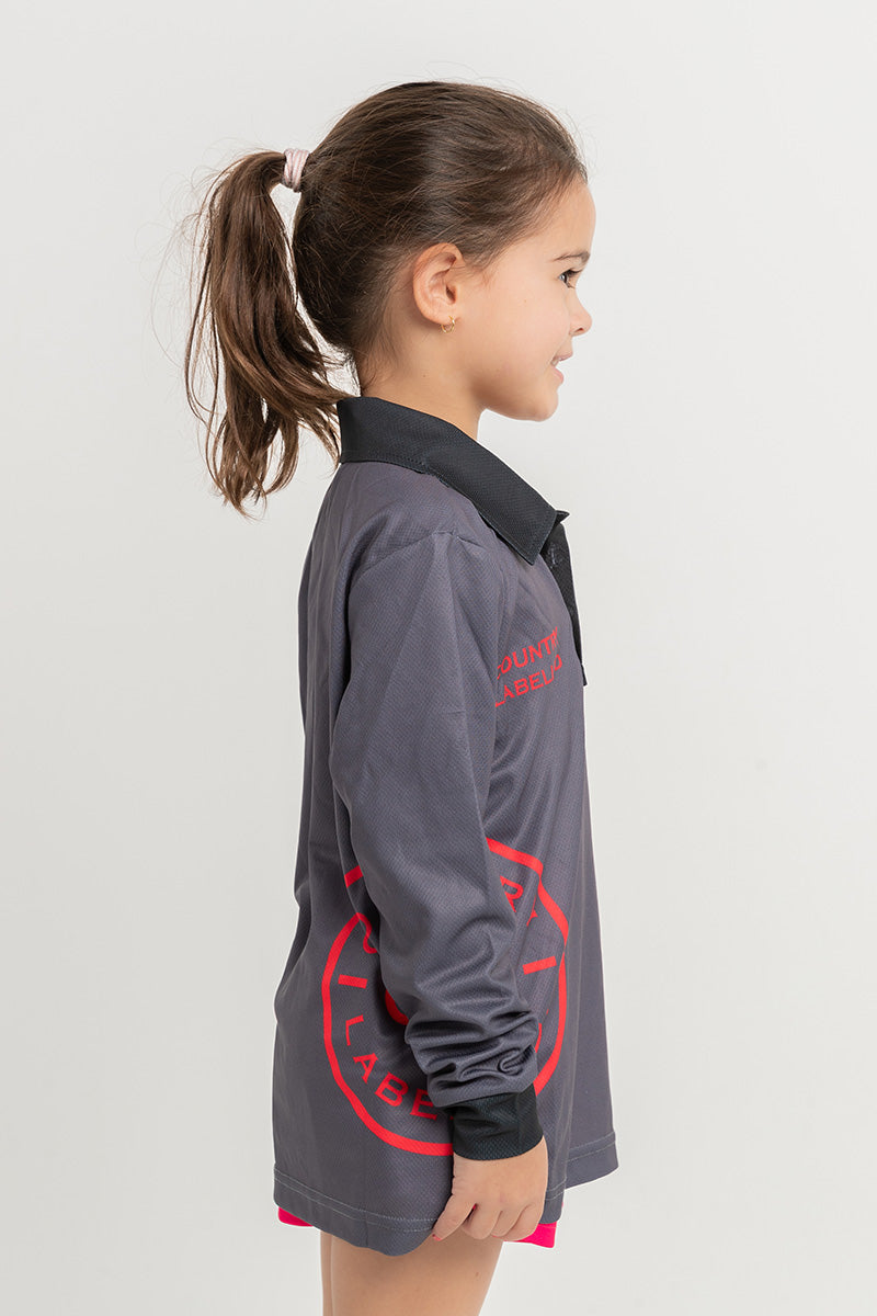 Kids Signature Fishing Shirt - Storm Grey & Red