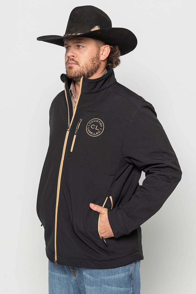 Mens - Maverick - Soft Shell Jacket - Black & Tan