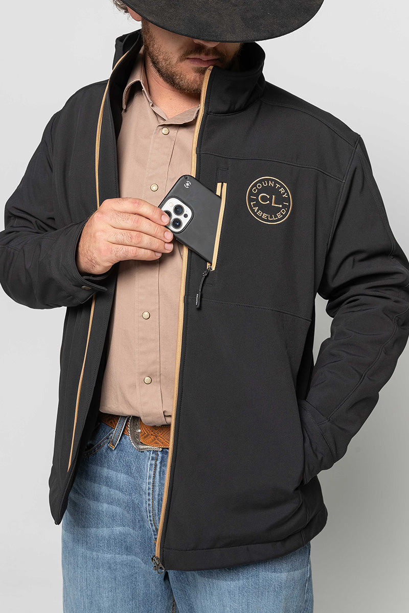 Mens - Maverick - Soft Shell Jacket - Black & Tan