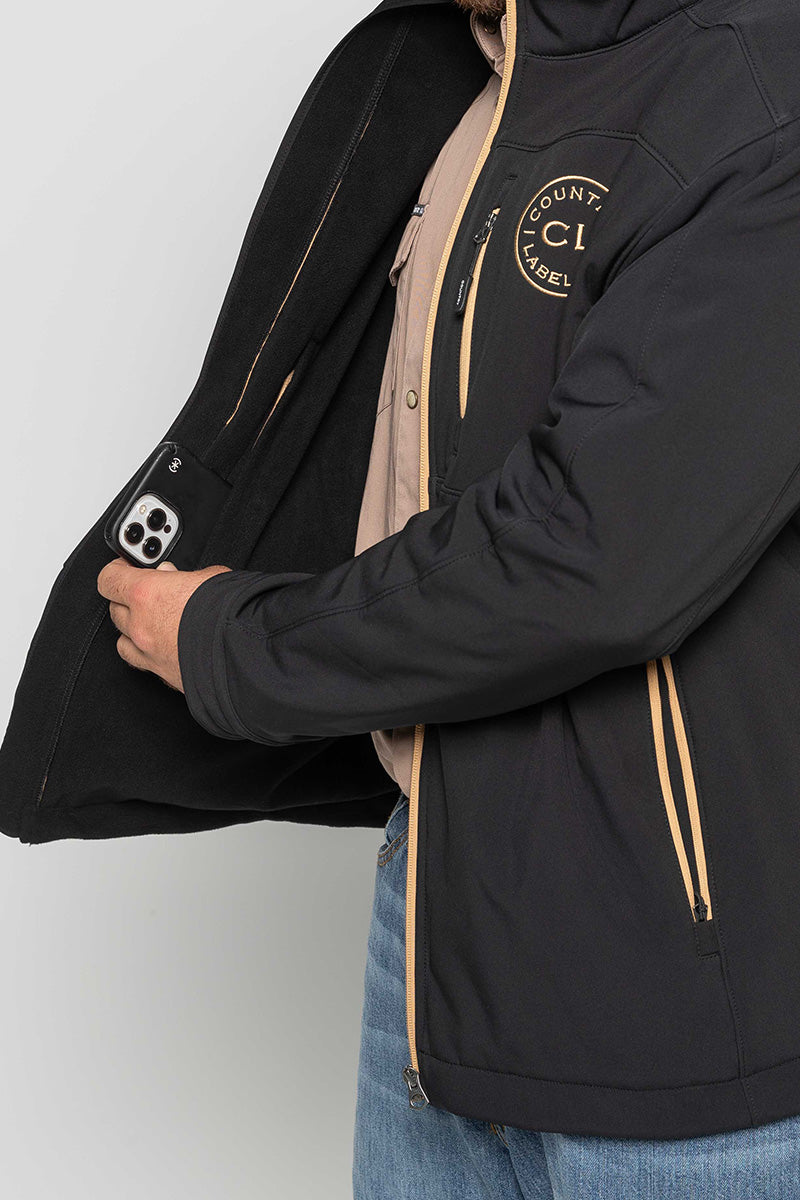 Mens - Maverick - Soft Shell Jacket - Black & Tan