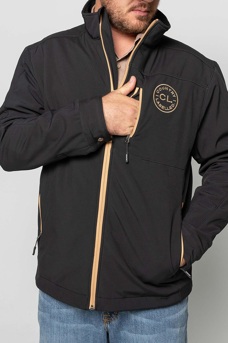 Mens - Maverick - Soft Shell Jacket - Black & Tan