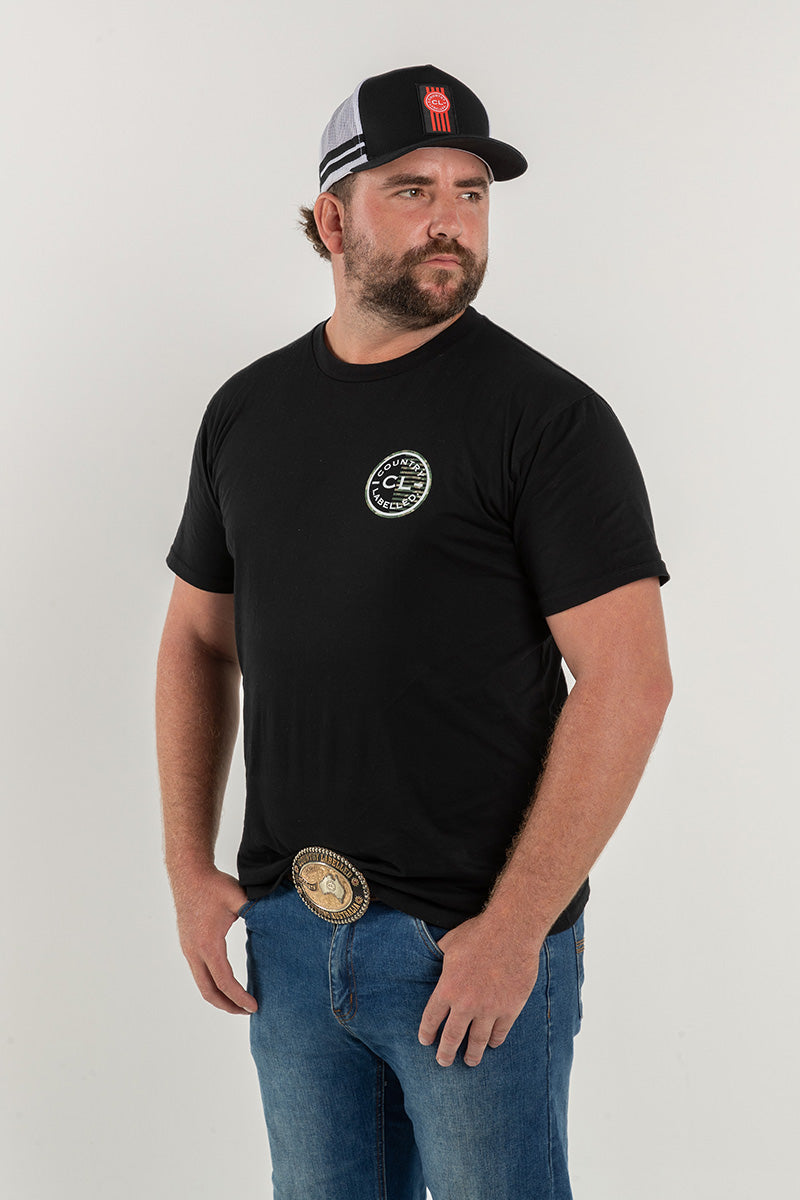 Mens Classic Signature CL T Shirt - Black - Camo Logo