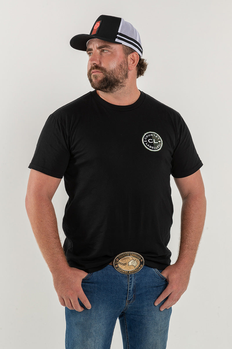 Mens Classic Signature CL T Shirt - Black - Camo Logo