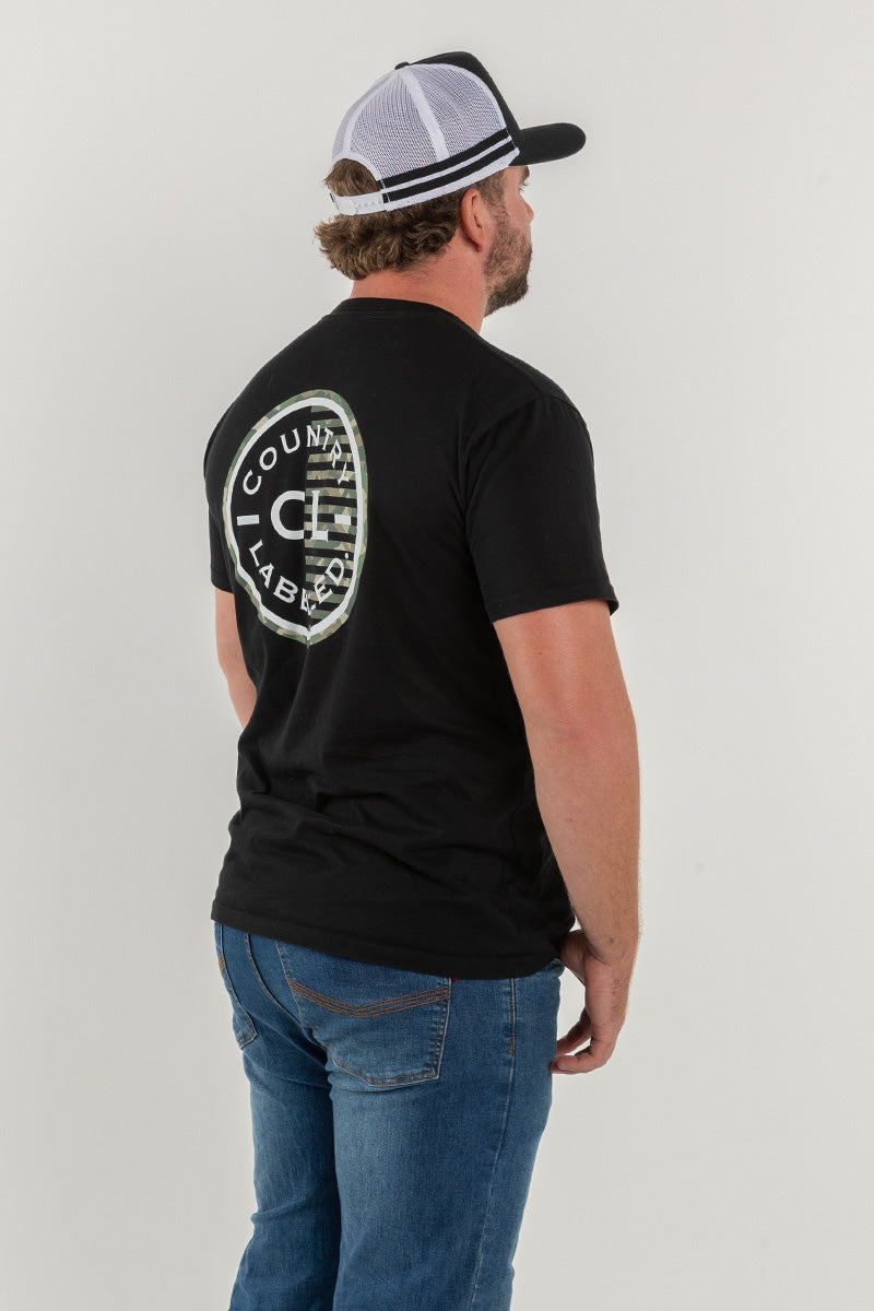 Mens Classic Signature CL T Shirt - Black - Camo Logo