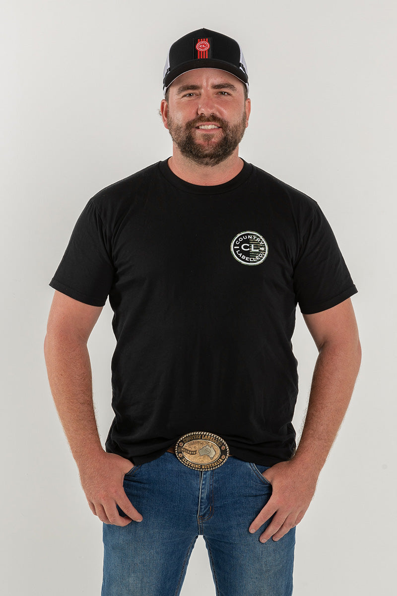 Mens Classic Signature CL T Shirt - Black - Camo Logo