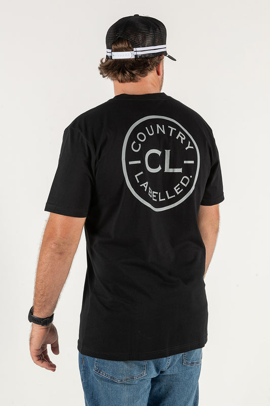 Mens Classic Signature CL T Shirt - Black - Grey Logo on