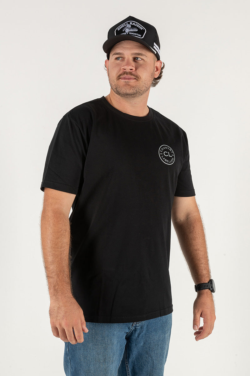 Mens Classic Signature CL T Shirt - Black - Grey Logo on