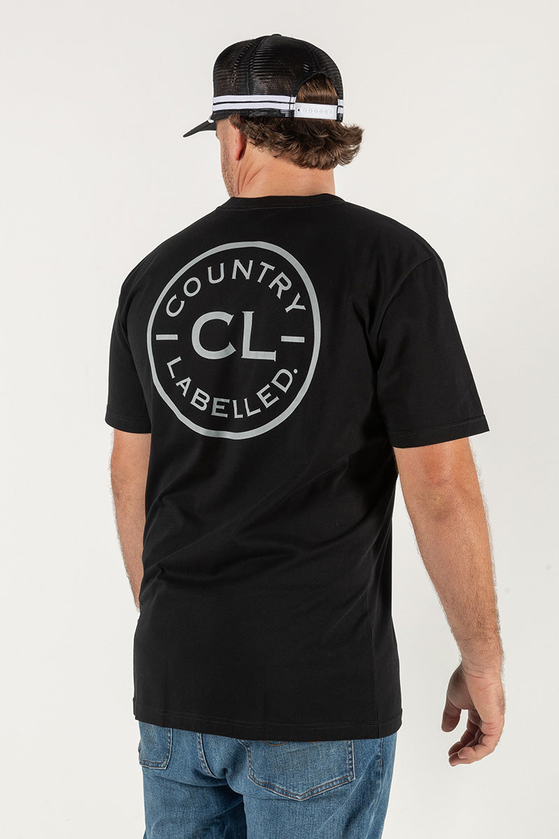 Mens Classic Signature CL T Shirt - Black - Grey Logo on