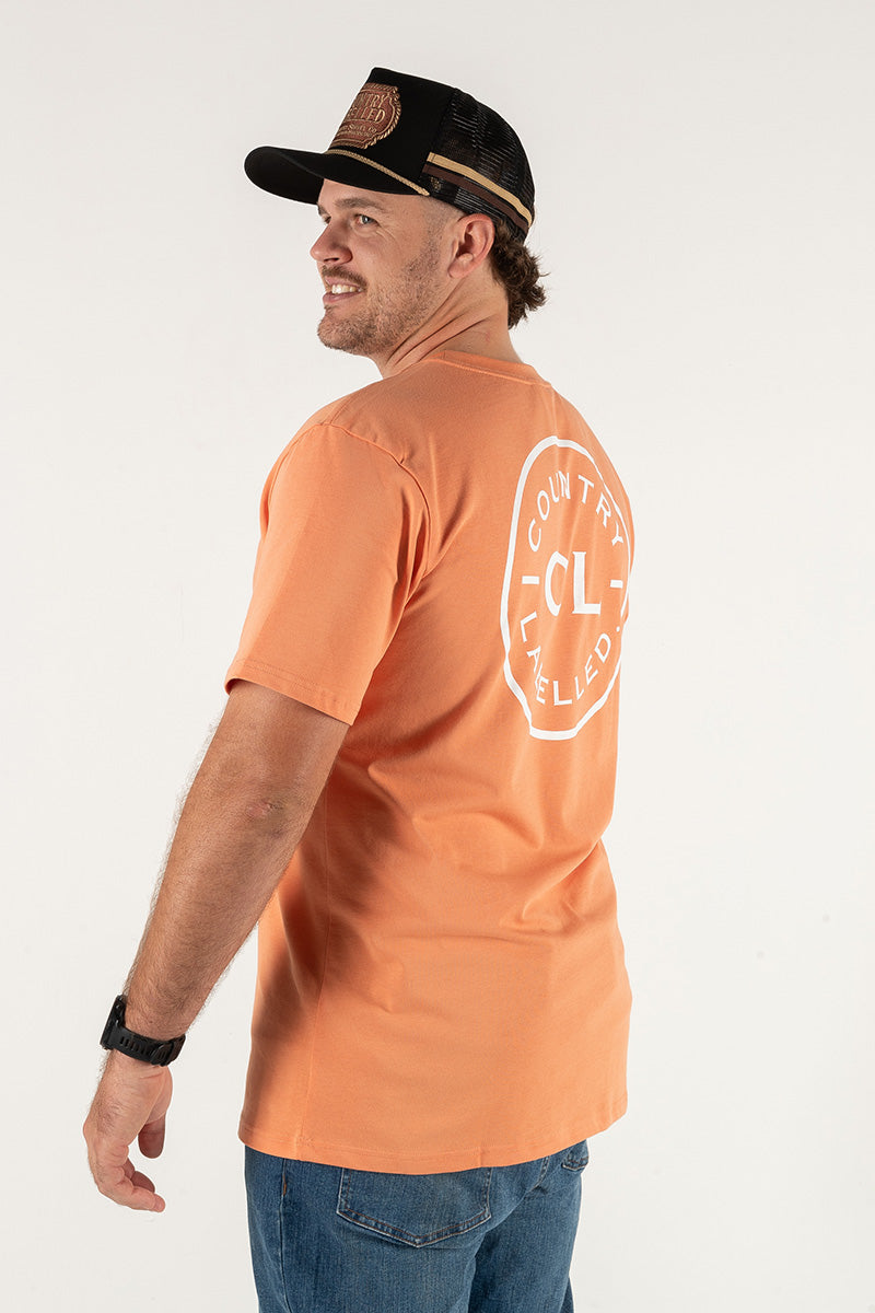 Mens Classic Signature CL T Shirt - Coral - White Logo Version