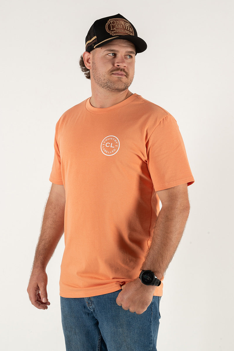 Mens Classic Signature CL T Shirt - Coral - White Logo Version