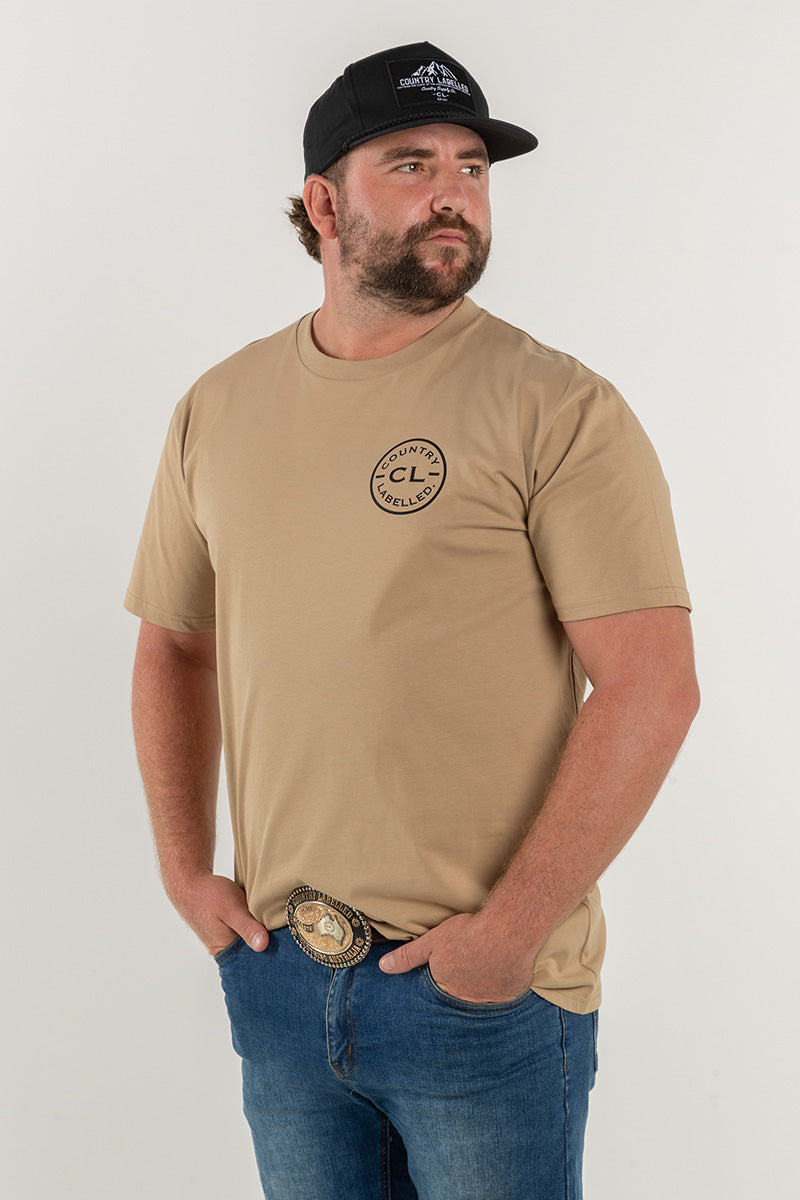 Mens Classic Signature CL T Shirt - Khaki - Black Logo