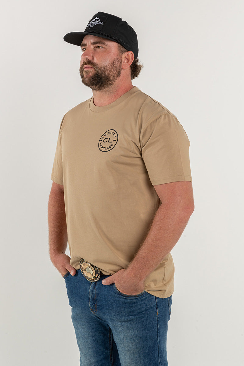 Mens Classic Signature CL T Shirt - Khaki - Black Logo