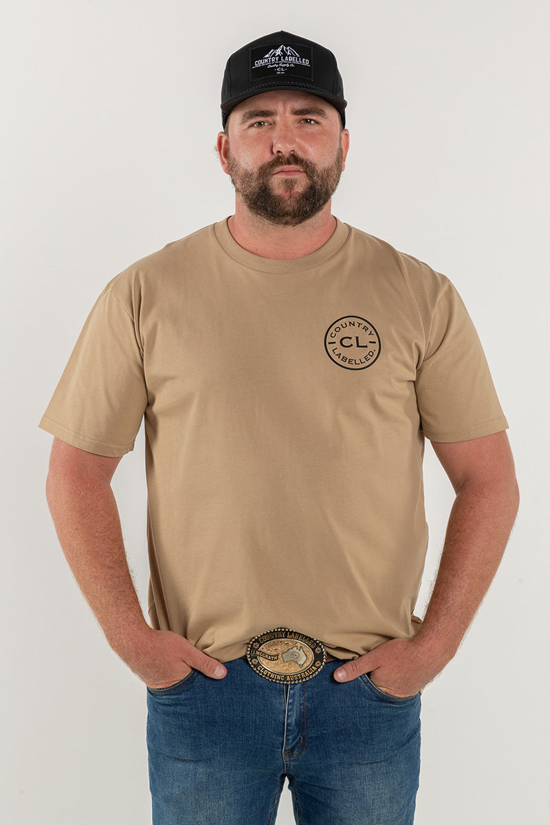 Mens Classic Signature CL T Shirt - Khaki - Black Logo