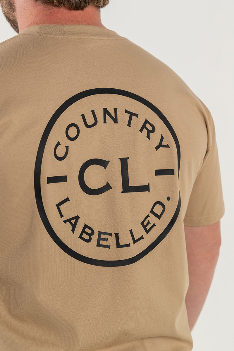 Mens Classic Signature CL T Shirt - Khaki - Black Logo