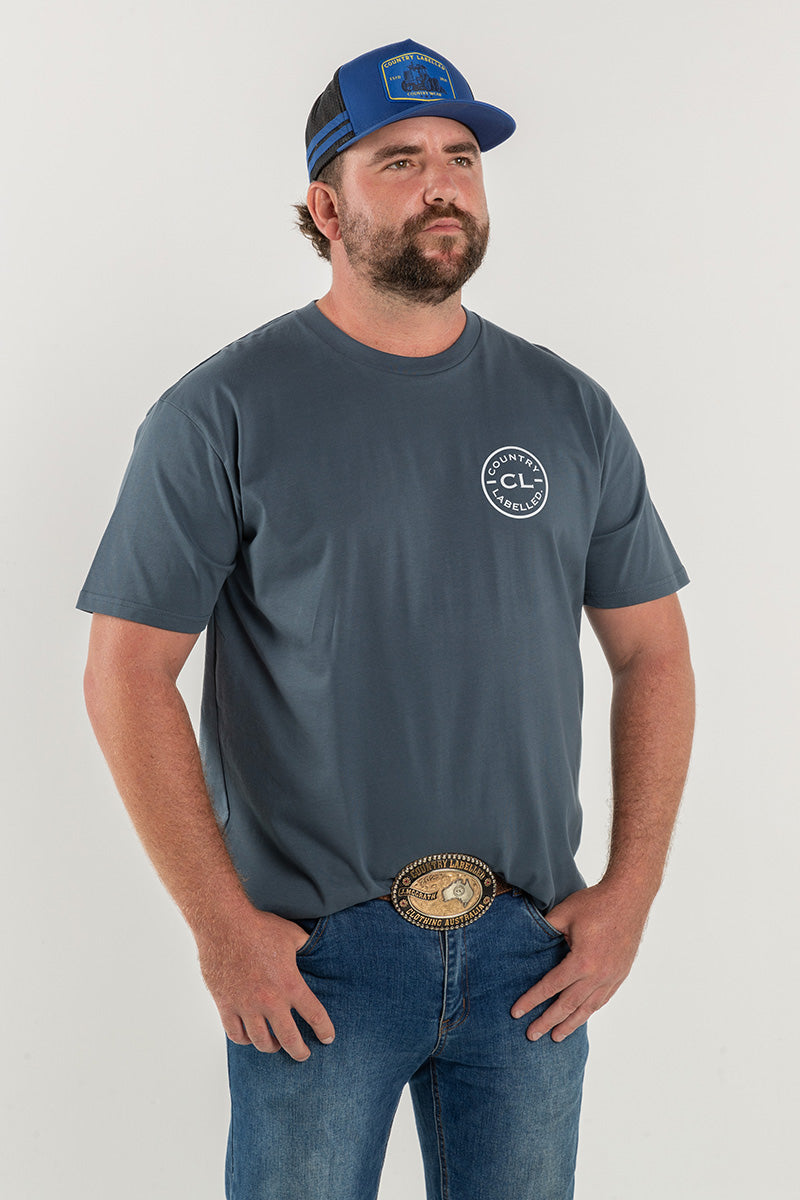 Mens Classic Signature CL T Shirt - Petrol Blue - Rocky Mountain Logo