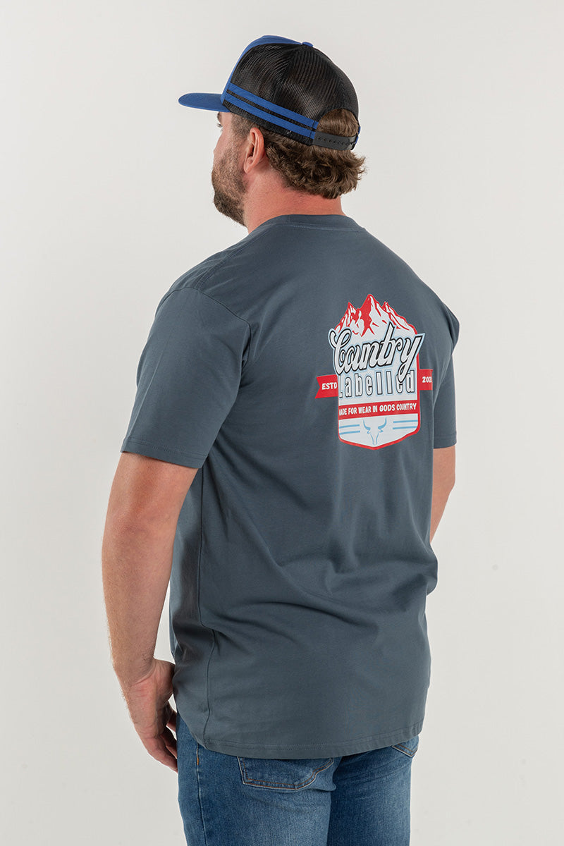 Mens Classic Signature CL T Shirt - Petrol Blue - Rocky Mountain Logo