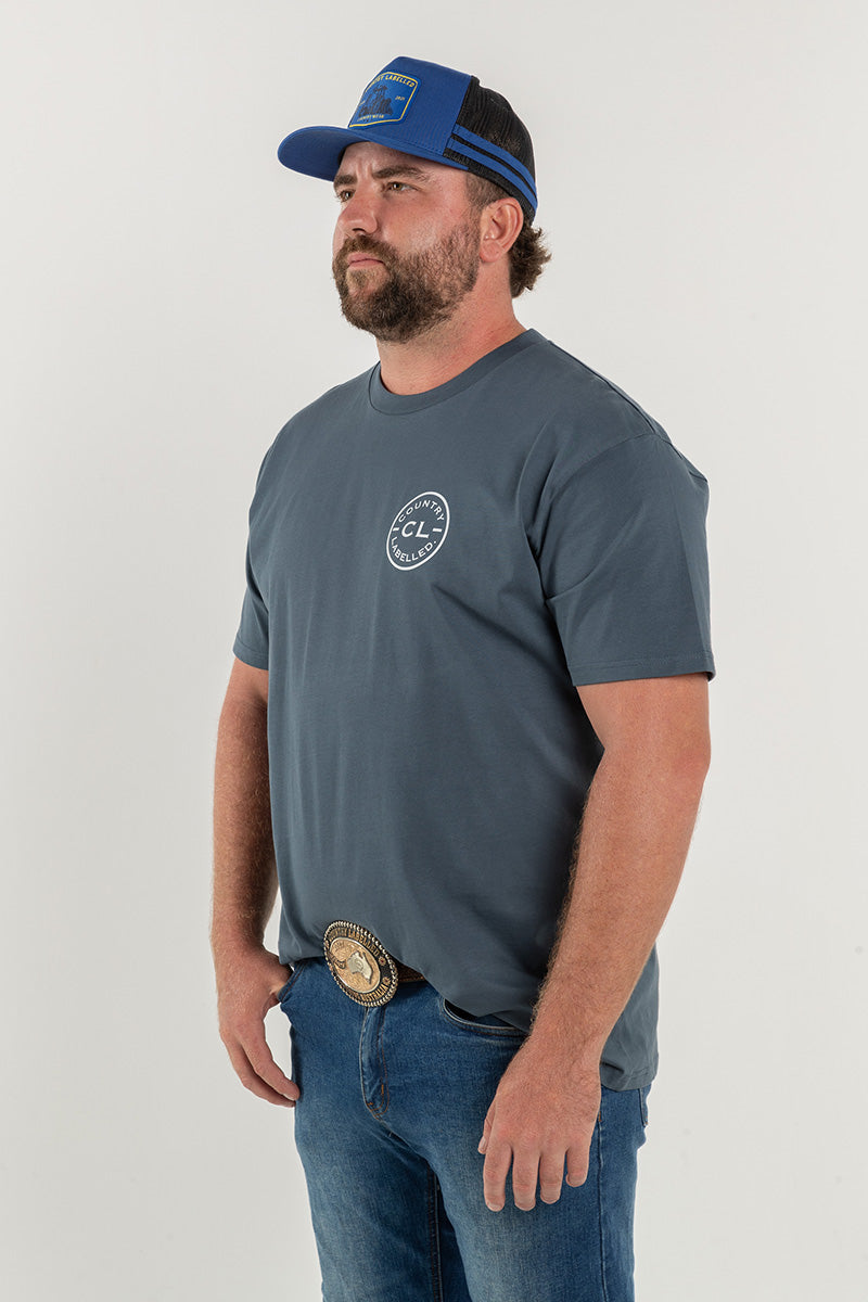 Mens Classic Signature CL T Shirt - Petrol Blue - Rocky Mountain Logo