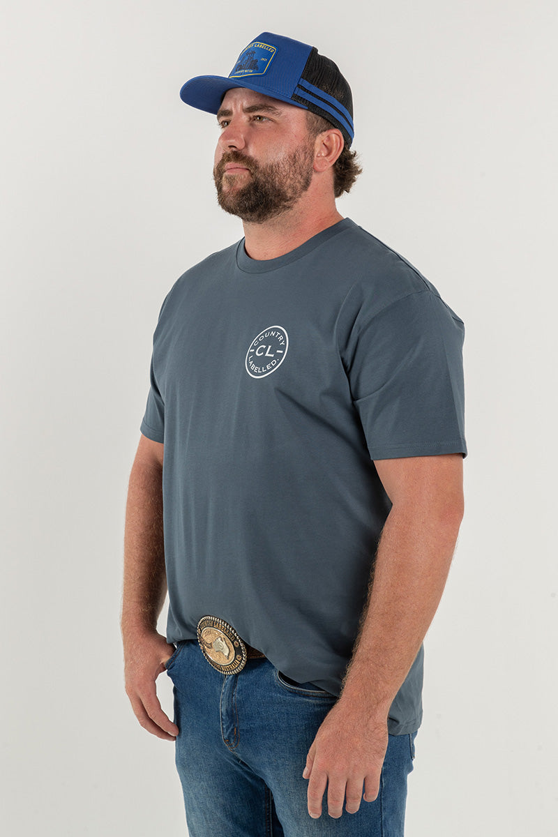 Mens Classic Signature CL T Shirt - Petrol Blue - Rocky Mountain Logo