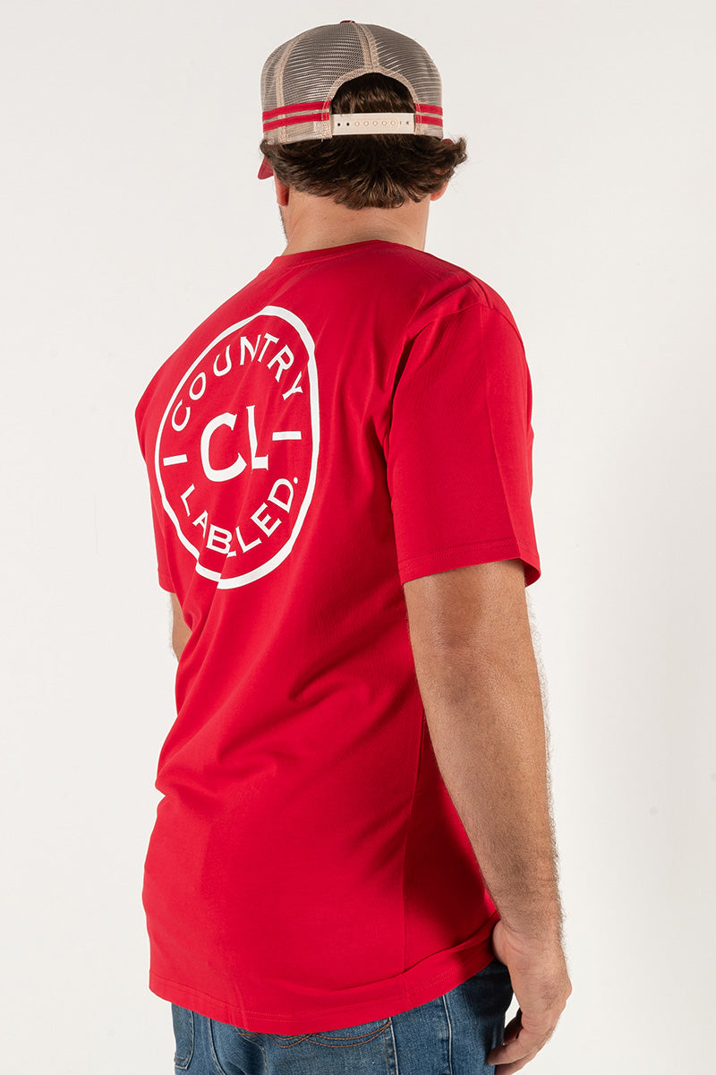 Mens Classic Signature CL T Shirt - Red - White Logo