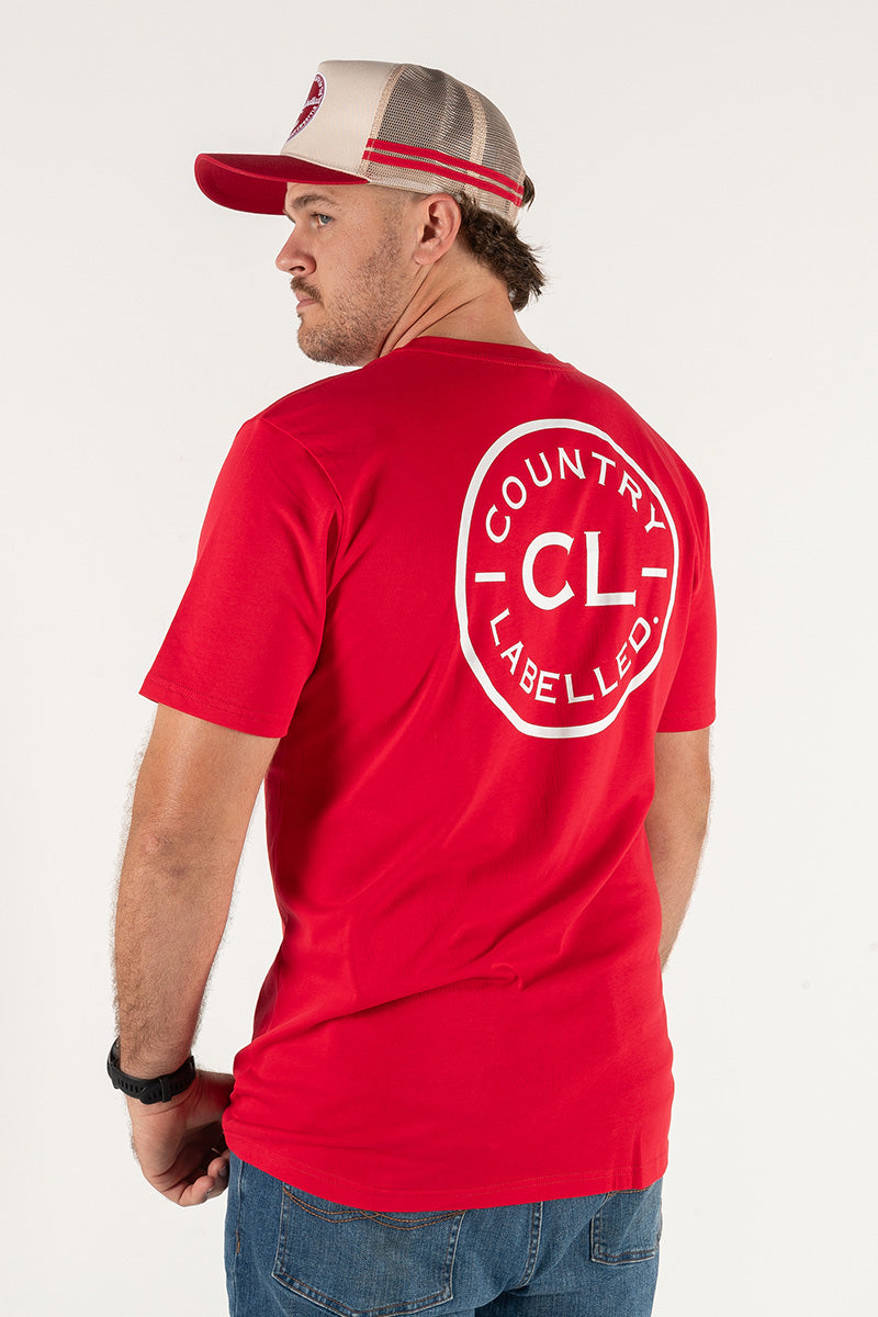 Mens Classic Signature CL T Shirt - Red - White Logo