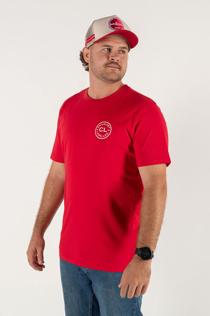 Mens Classic Signature CL T Shirt - Red - White Logo