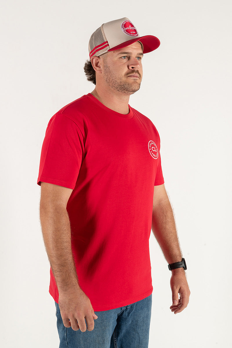 Mens Classic Signature CL T Shirt - Red - White Logo